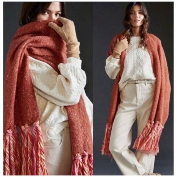New Anthropologie Tasseled Blanket Scarf - Picture 1 of 10